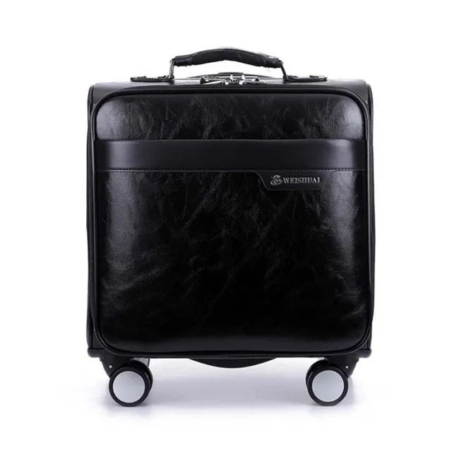 16 Inch Business Casual Men'S Board Chassis Trolley Suitcase Caster Oil Skin Lockbox Rolling