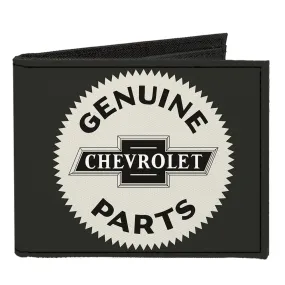 1920 Genuine Chevrolet Parts Seal Charcoal & Tan Canvas Bi-Fold Wallet