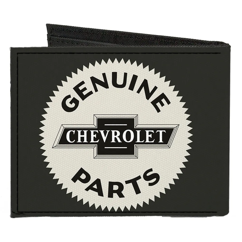 1920 Genuine Chevrolet Parts Seal Charcoal & Tan Canvas Bi-Fold Wallet