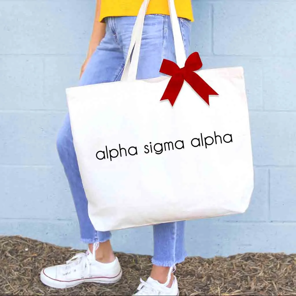 Alpha Sigma Alpha Tote Bag with Bow in Sorority Color