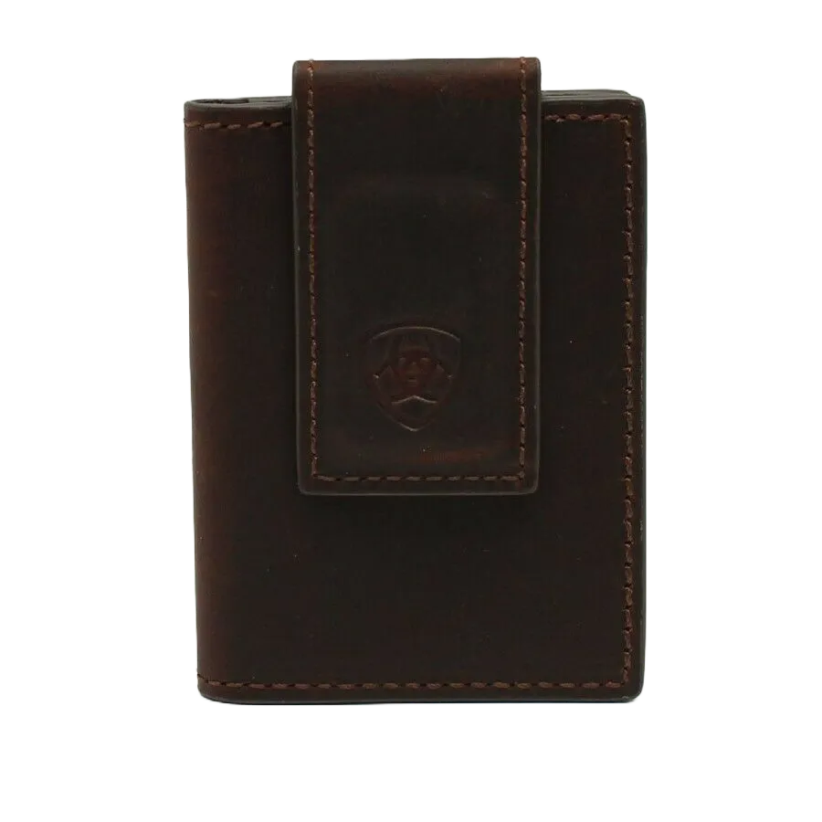 Ariat Brown Bi-fold Money Clip Wallet w/ Shield Logo A3543744