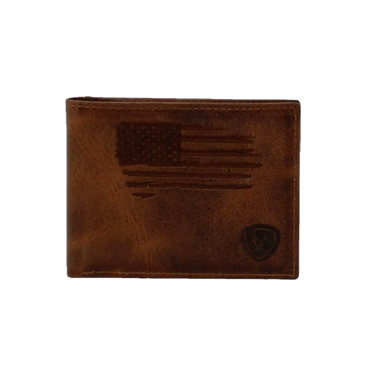 Ariat® Men's Brown USA Flag Leather Bi-Fold Wallet A3545602