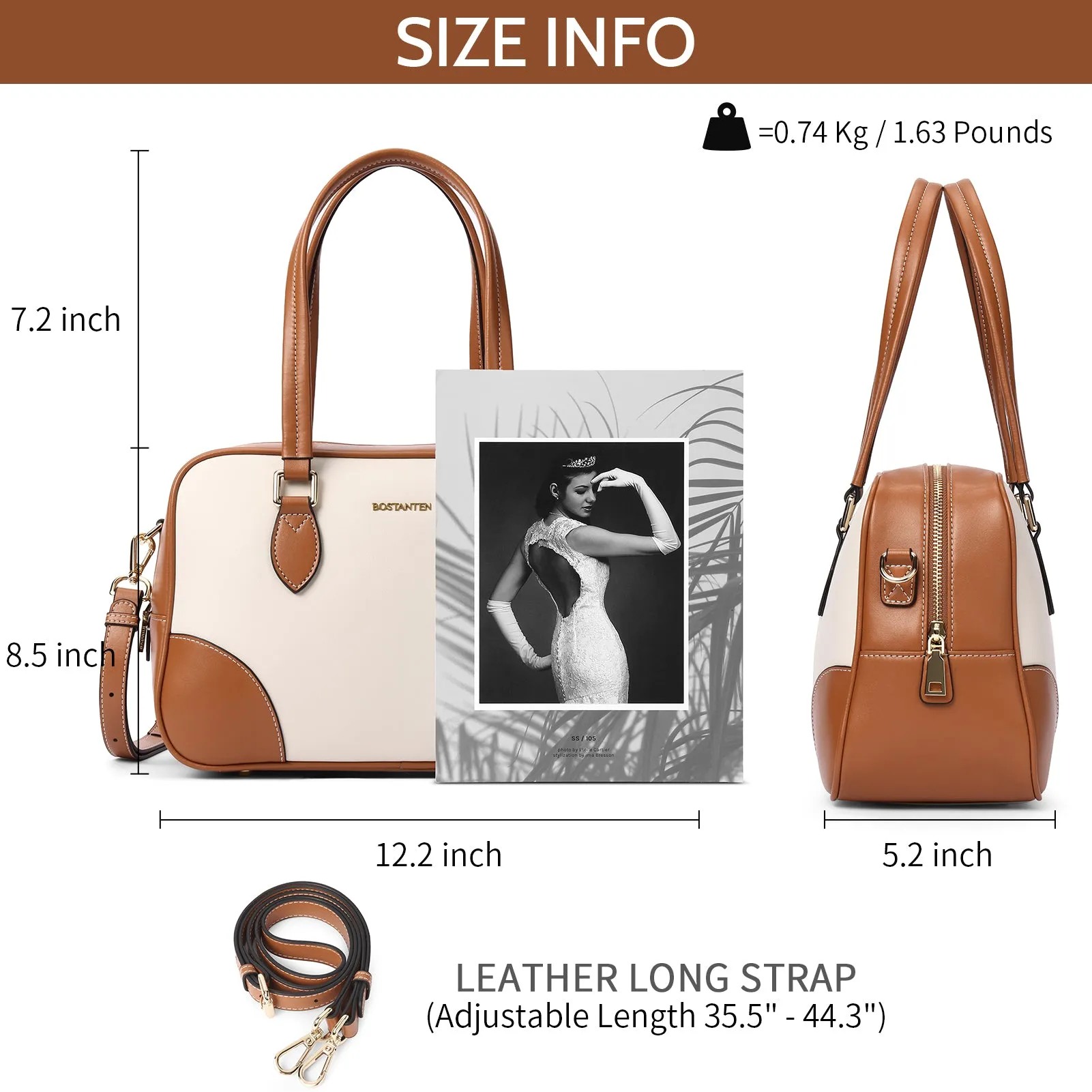 BOSTANTEN Women Handbags Designer Genuine Leather Tote Bags Ladies Top Handle Satchel Purses Wok Shoulder Bags