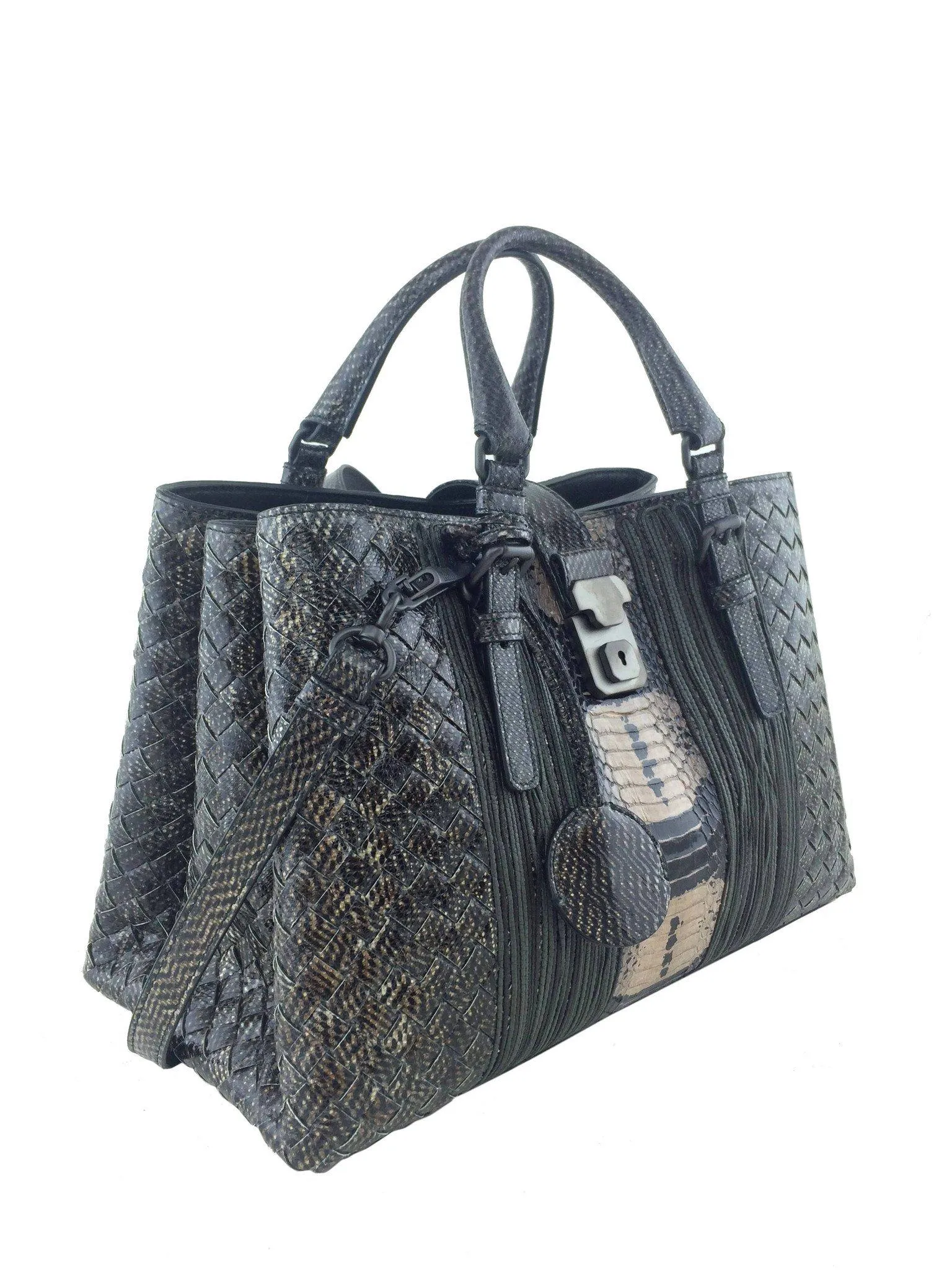 Bottega Veneta Intrecciato Snakeskin Small Roma Bag NEW