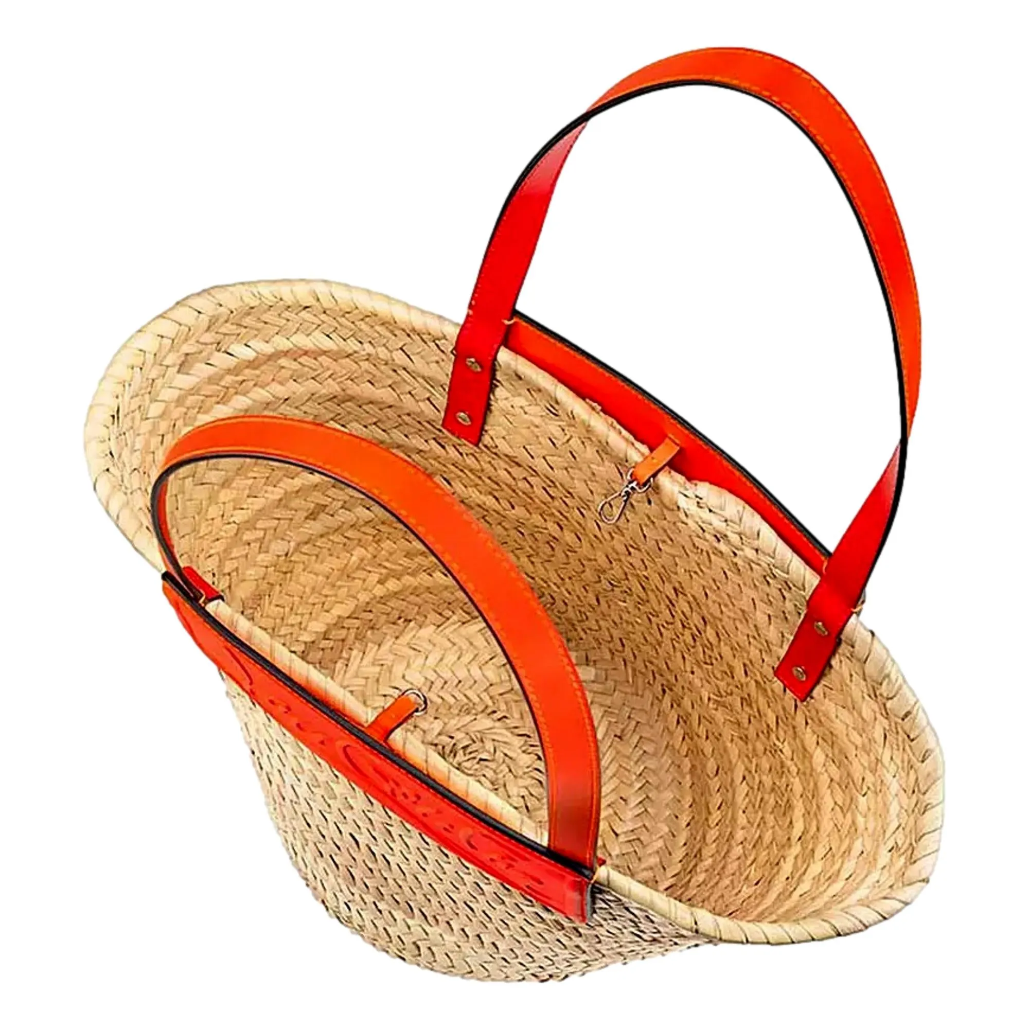 Christian Louboutin Loubishore Orange Woven Raffia Large Tote Bag