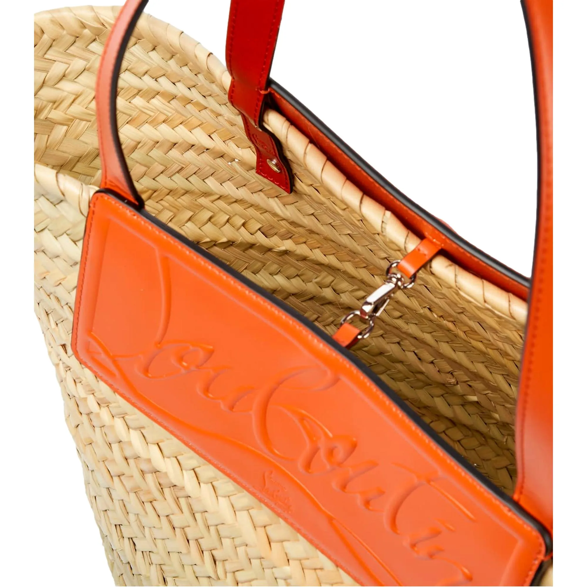 Christian Louboutin Loubishore Orange Woven Raffia Large Tote Bag