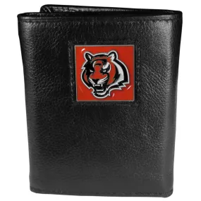 Cincinnati Bengals Deluxe Leather Tri-fold Wallet Packaged in Gift Box