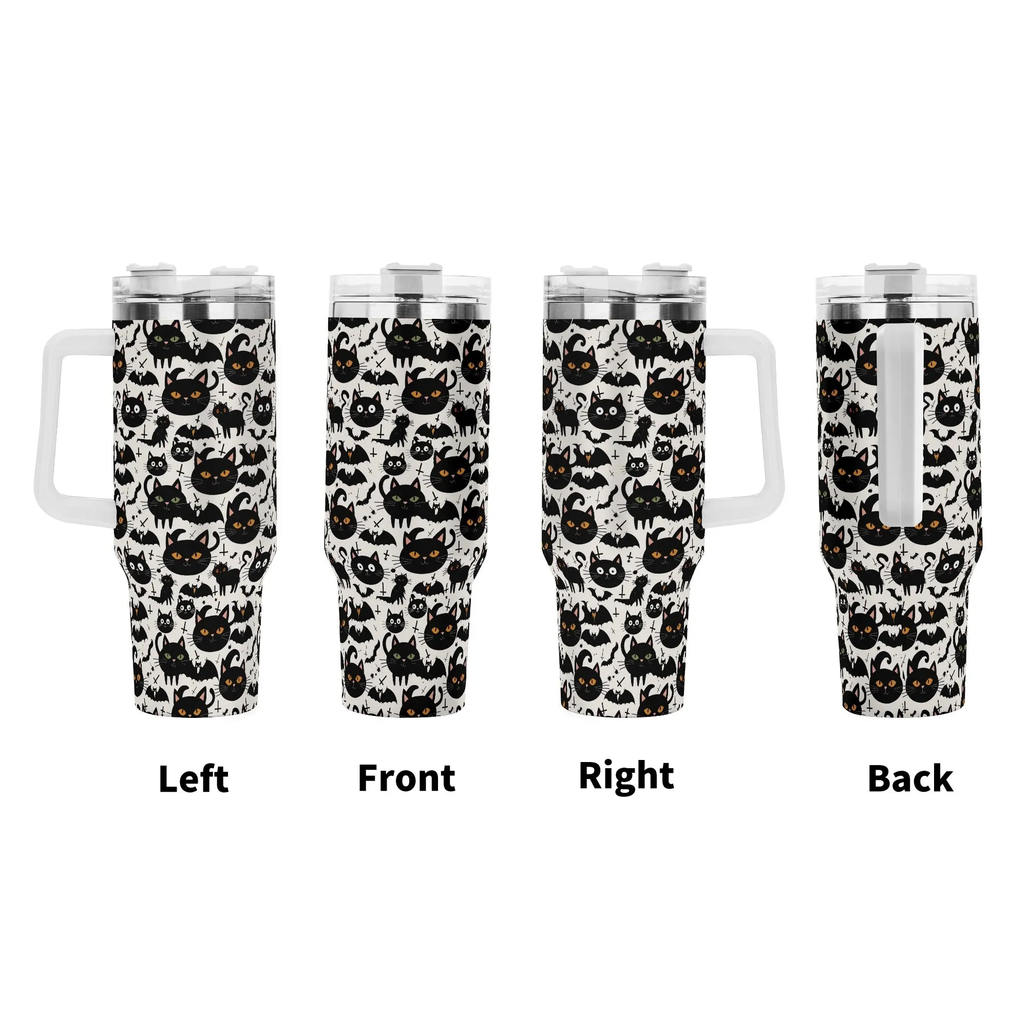 Crazy Cat Lady 40oz Stainless Steel Tumbler Gift With White Handle and Straw