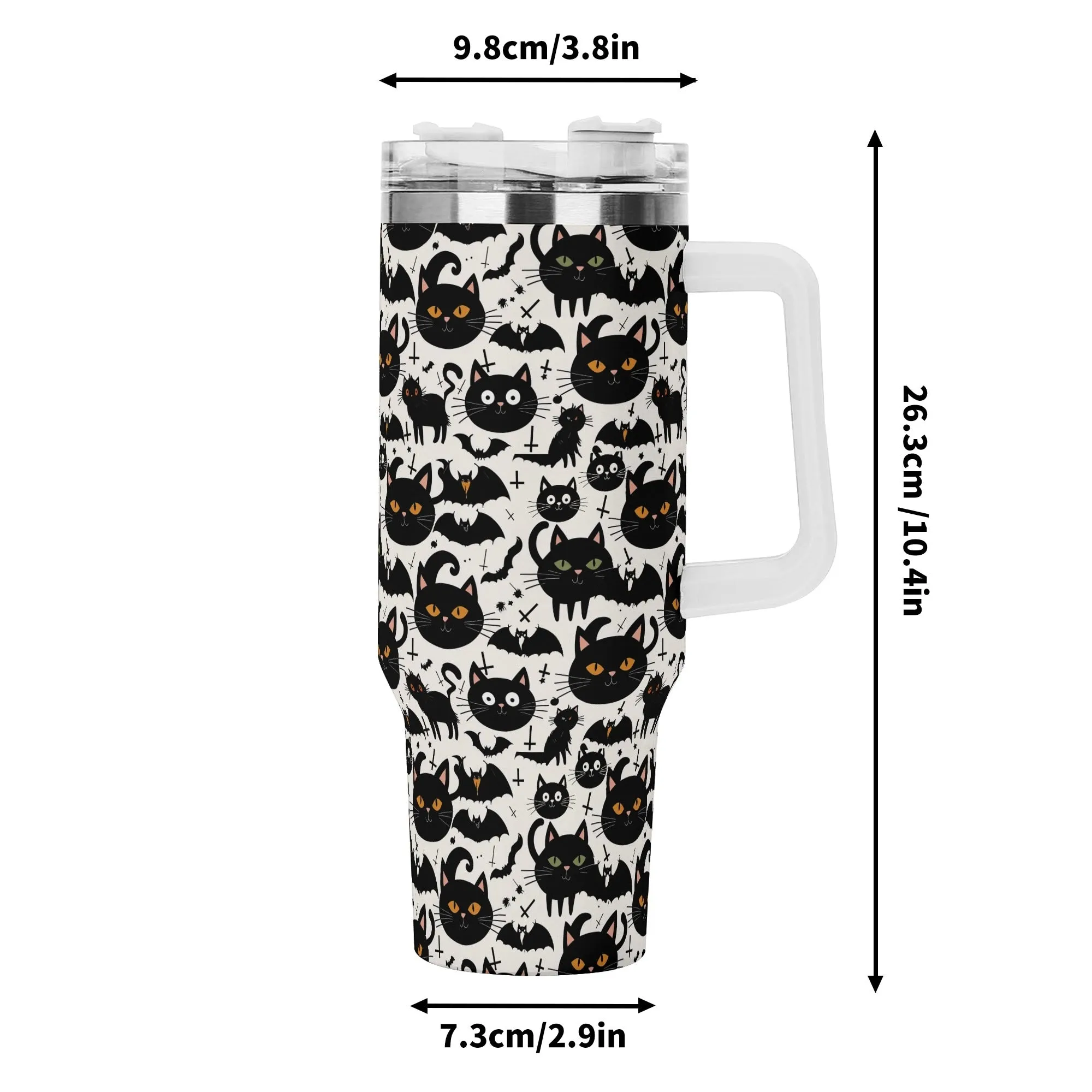 Crazy Cat Lady 40oz Stainless Steel Tumbler Gift With White Handle and Straw