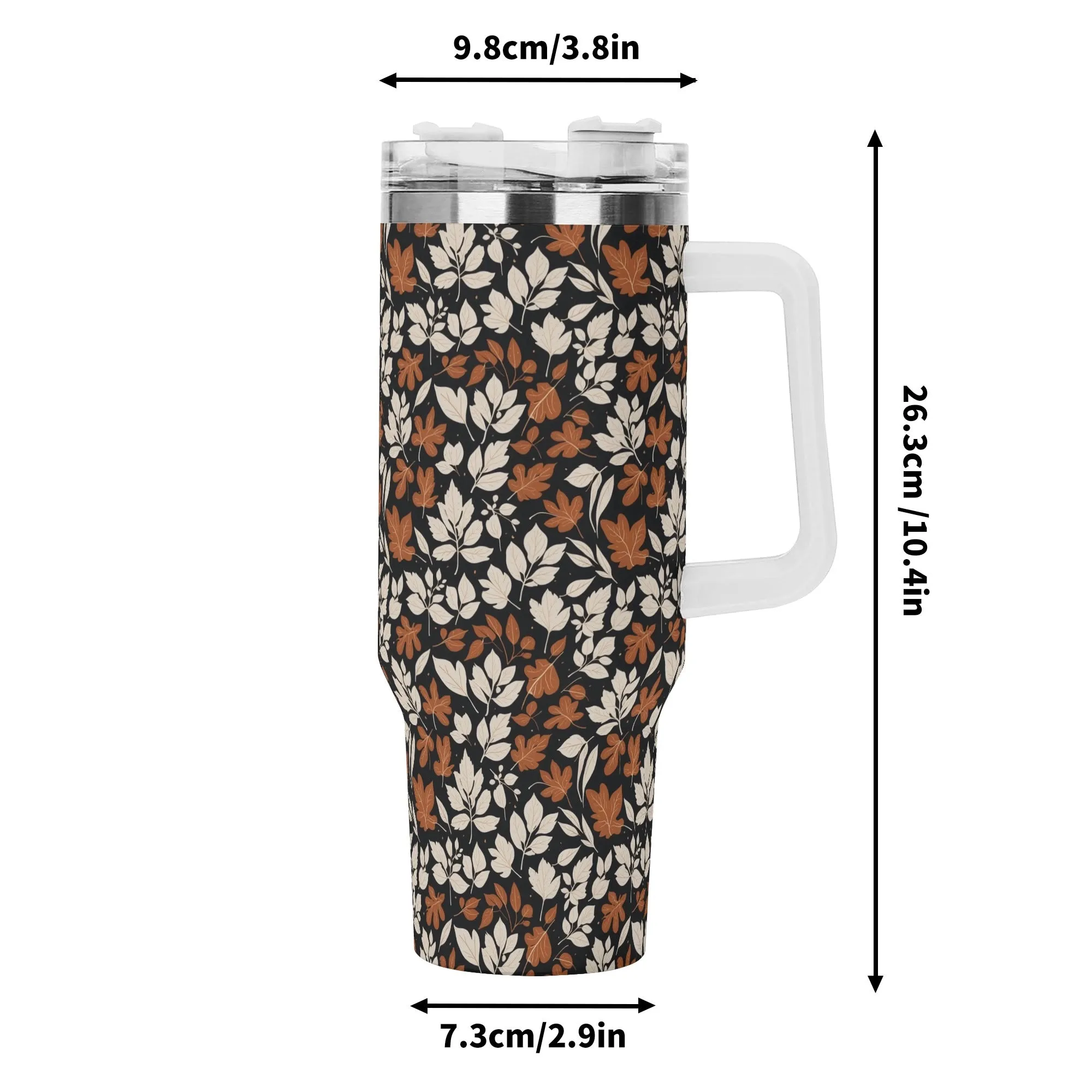 Dark Autumn 40oz Stainless Steel Tumbler Gift With White Handle and Straw