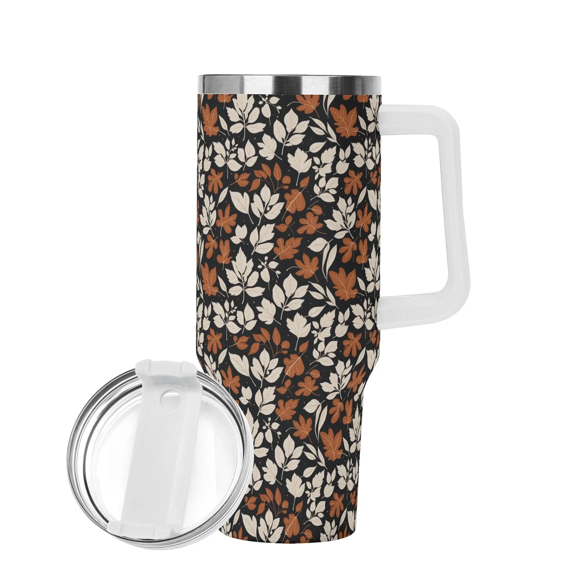 Dark Autumn 40oz Stainless Steel Tumbler Gift With White Handle and Straw