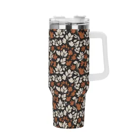 Dark Autumn 40oz Stainless Steel Tumbler Gift With White Handle and Straw