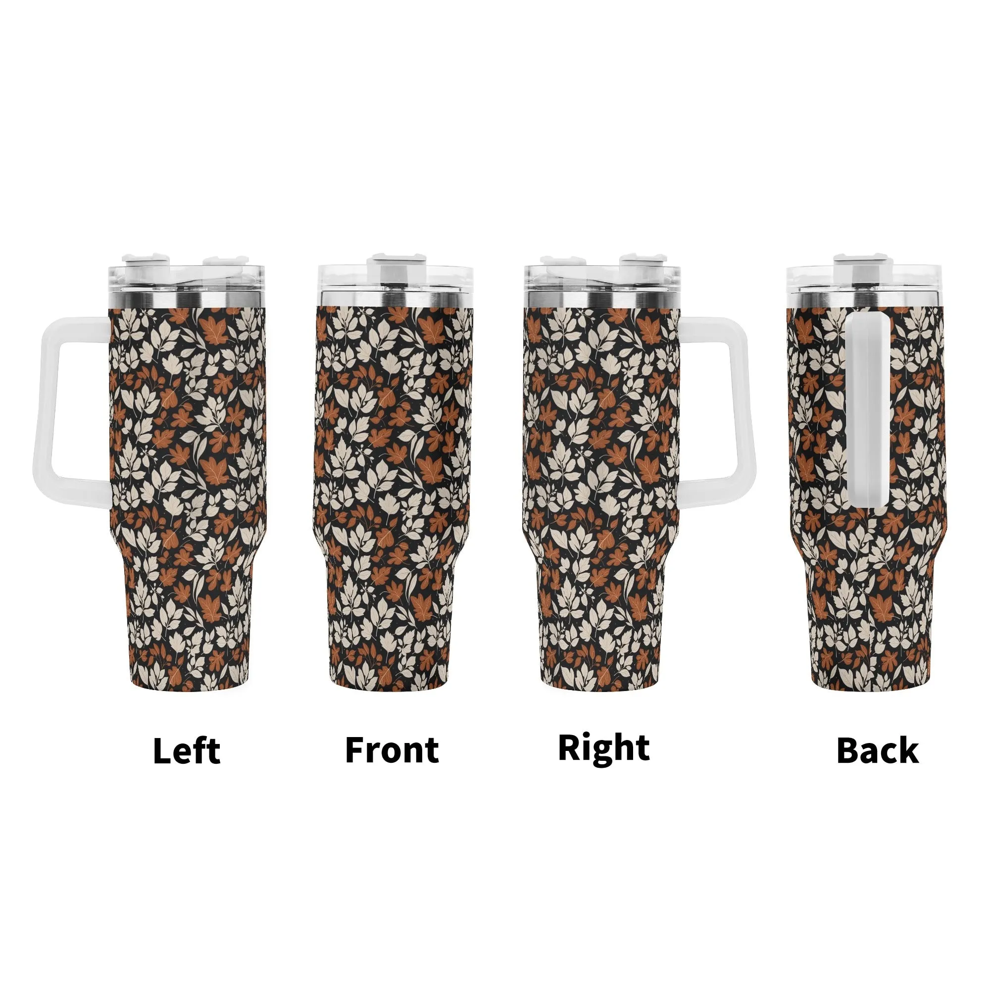 Dark Autumn 40oz Stainless Steel Tumbler Gift With White Handle and Straw