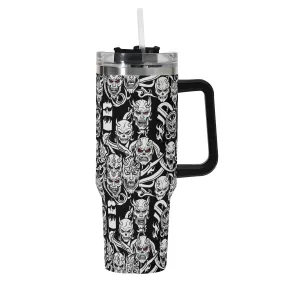 Demons 40oz Stainless Steel Tumbler Gift With Black Handle and Straw