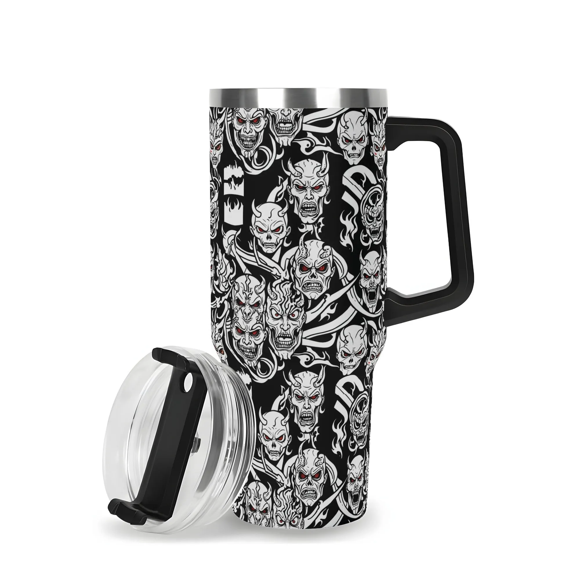 Demons 40oz Stainless Steel Tumbler Gift With Black Handle and Straw