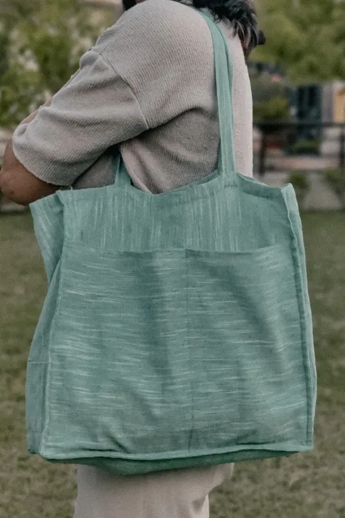 Ekatra Eco Friendly Teal Premimum Linen Tote Bags