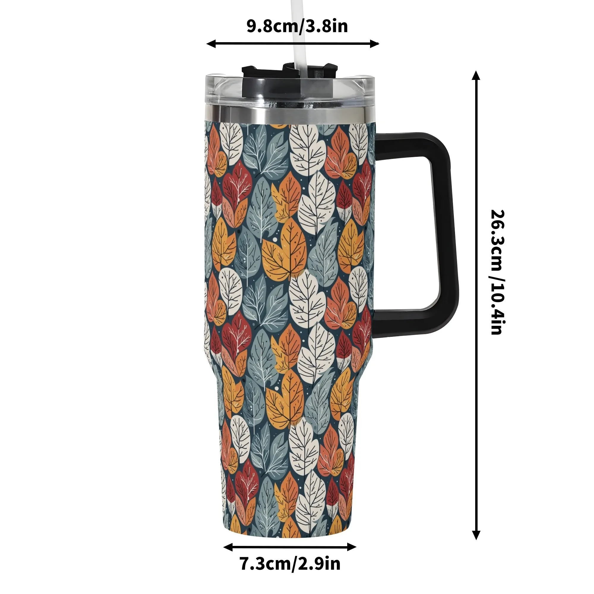 Fall Into Winter 40oz Stainless Steel Tumbler Gift With Black Handle and Straw