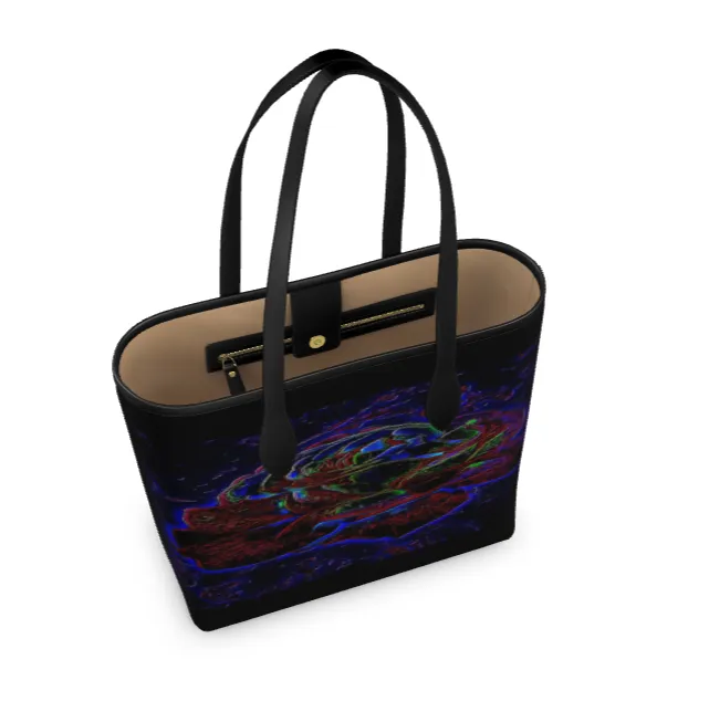 Floral Embosses: Roses 01-01 Designer Narrow Leather Shopper Bag