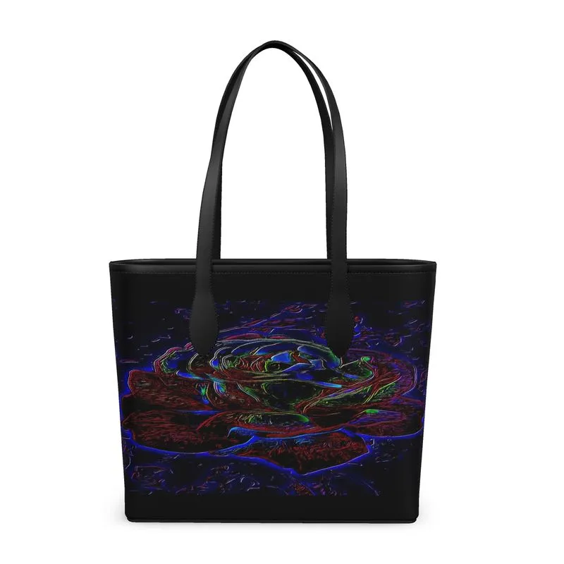 Floral Embosses: Roses 01-01 Designer Narrow Leather Shopper Bag