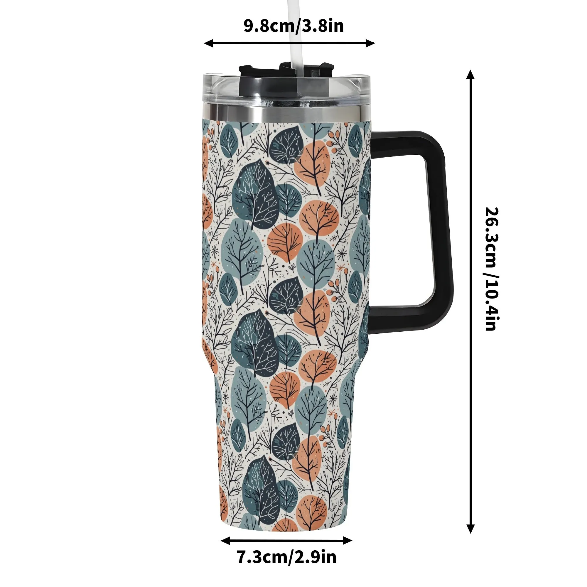 Freezing Leaves 40oz Stainless Steel Tumbler Gift With Black Handle and Straw