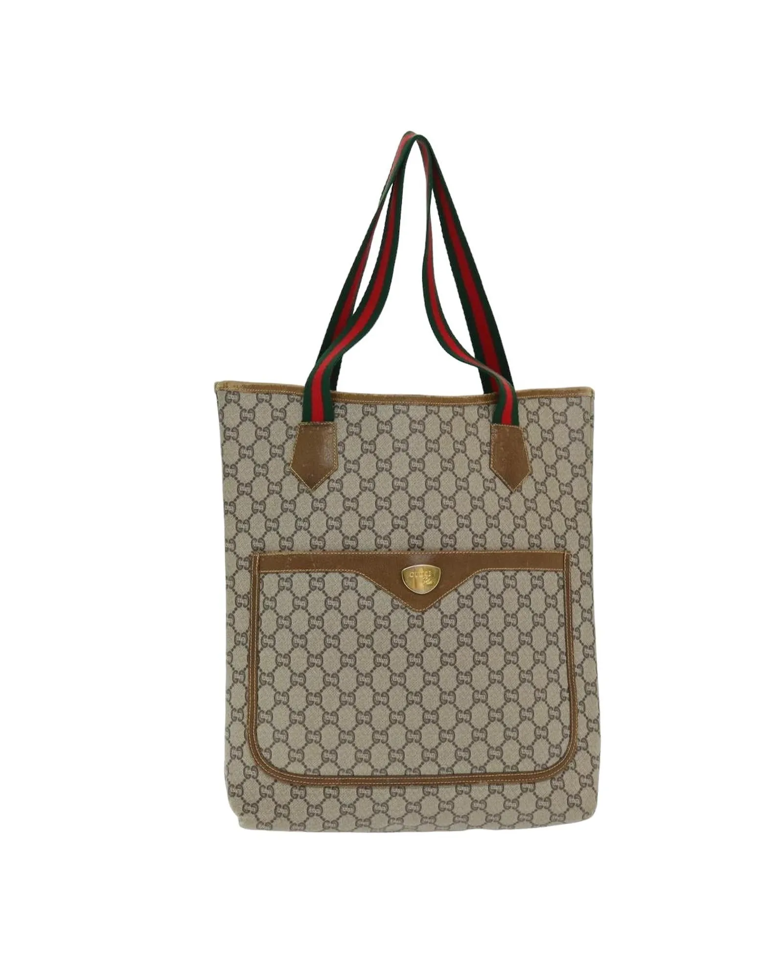 GG Plus Supreme Web Sherry Line Tote Bag PVC Leather and GG Canvas