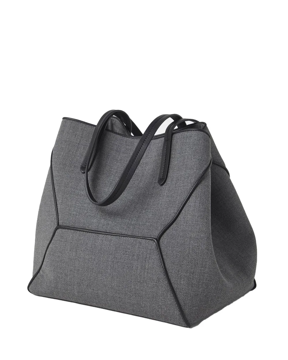 Medium Wool Canvas Shopper Tote in Medium Grey