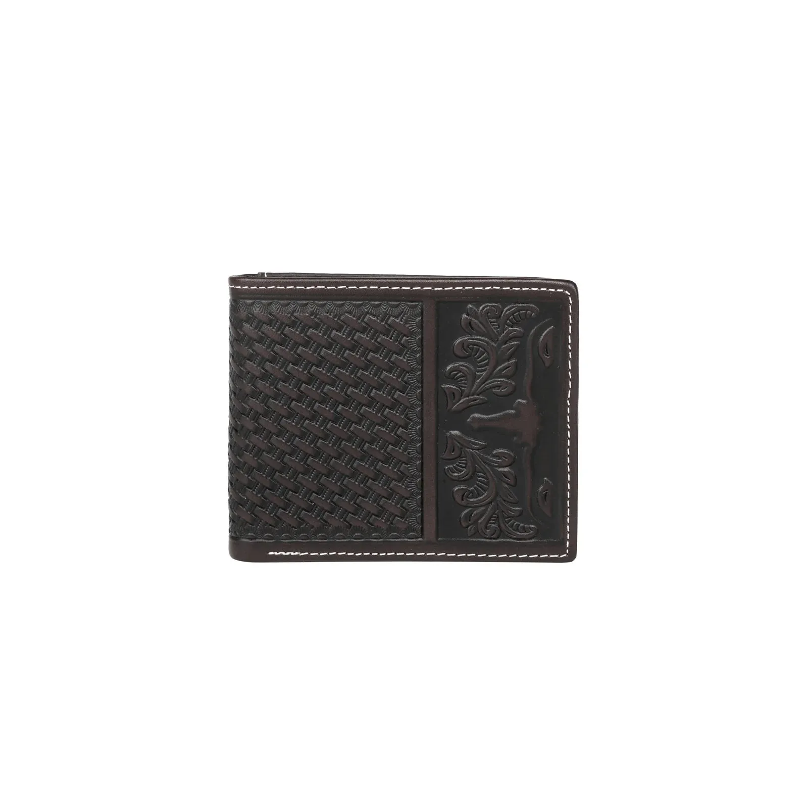 Montana West Genuine Tooled Leather Collection Mens Wallet - Coffee - MWSW002CF