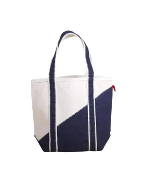 Navy Contemporary Canvas Diagonal Design Mini Tote Bag