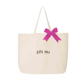 Phi Mu Tote Bag with Bow in Sorority Color