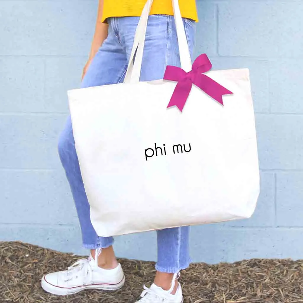 Phi Mu Tote Bag with Bow in Sorority Color