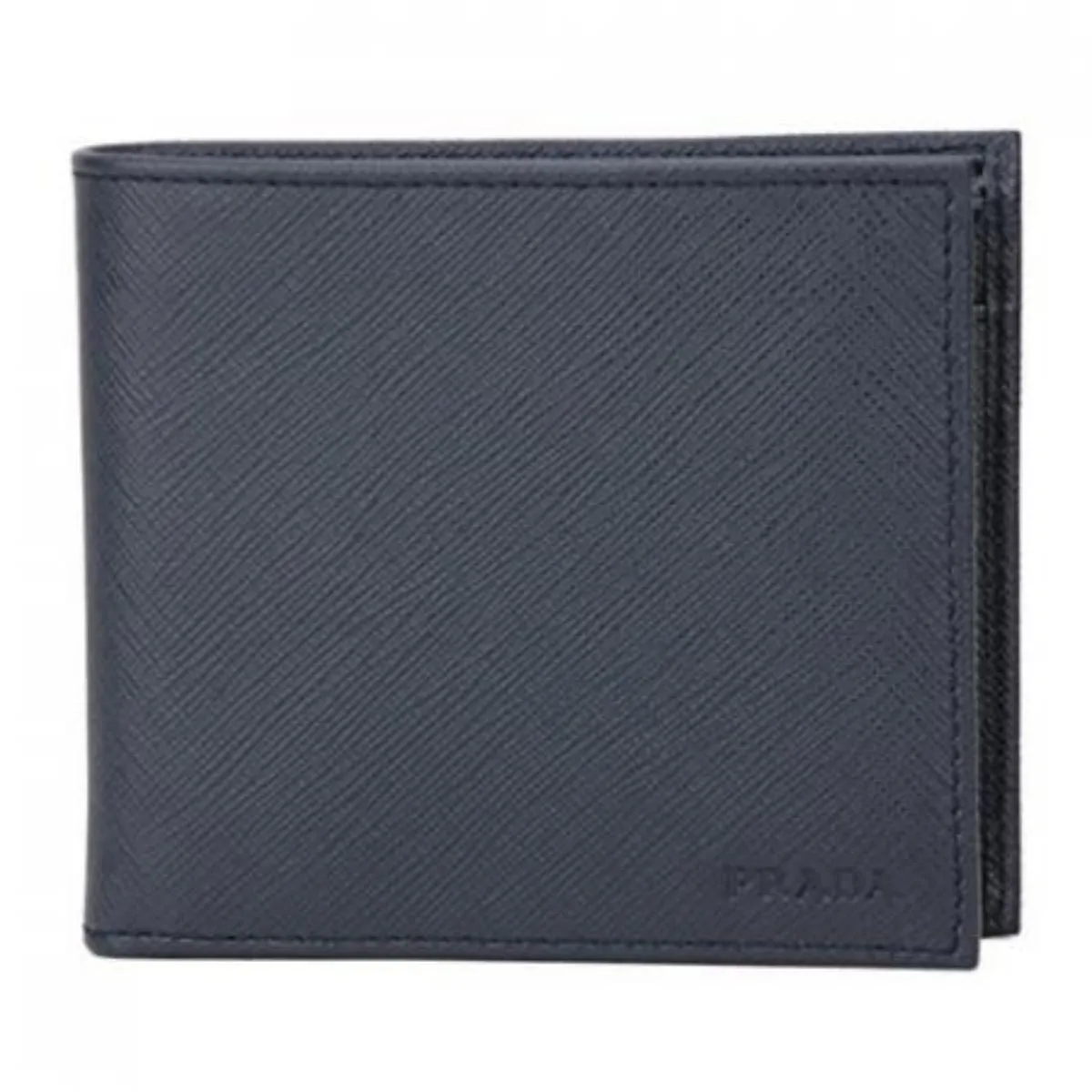 Prada Men's Baltico Blue Saffiano Leather Logo Billfold Bifold Wallet