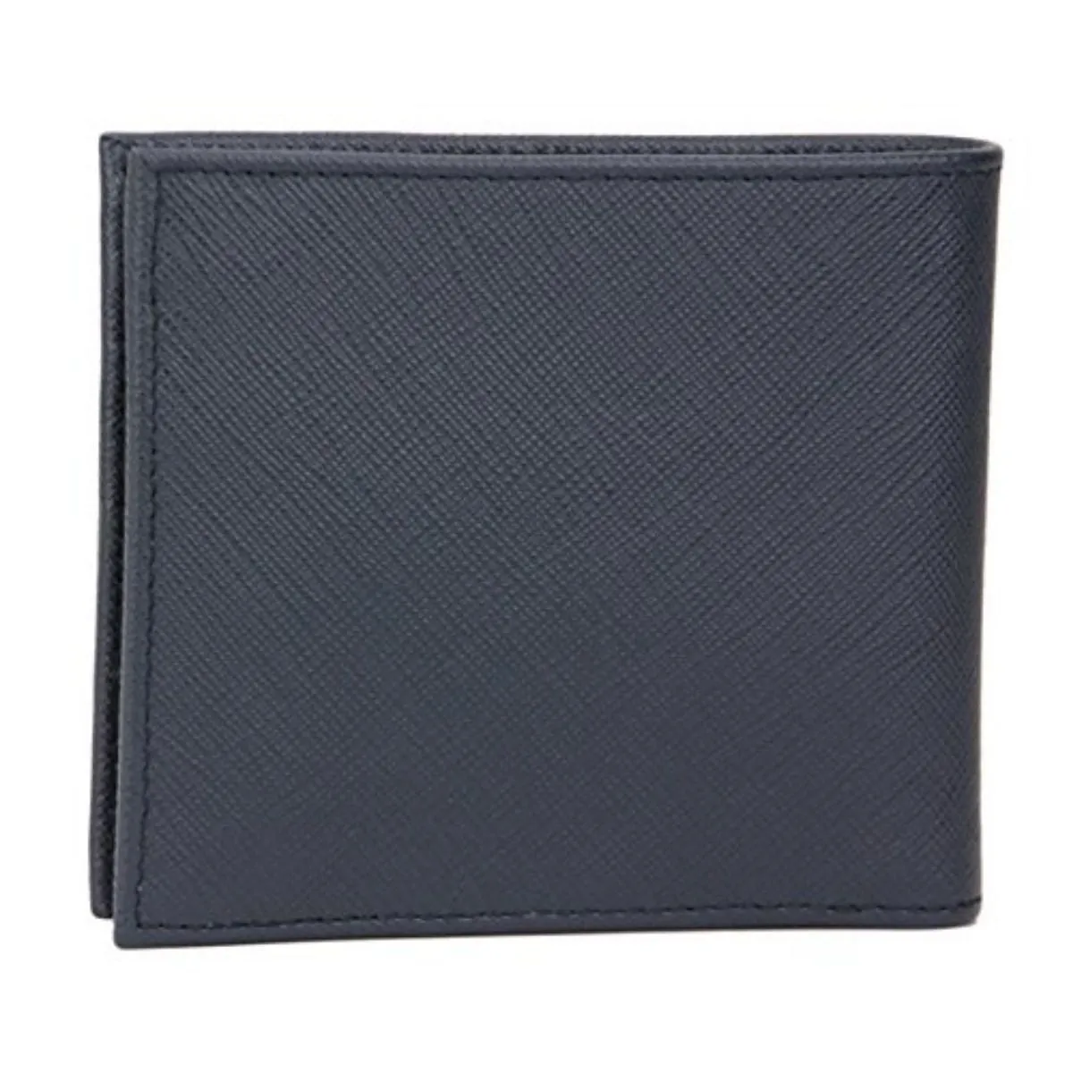 Prada Men's Baltico Blue Saffiano Leather Logo Billfold Bifold Wallet