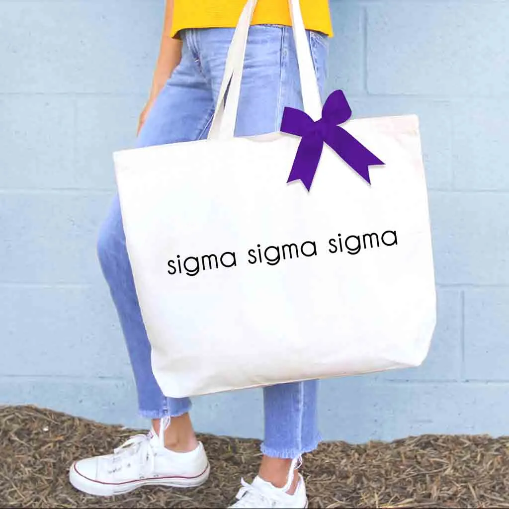 Sigma Sigma Sigma Tote Bag with Bow in Sorority Color