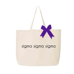 Sigma Sigma Sigma Tote Bag with Bow in Sorority Color