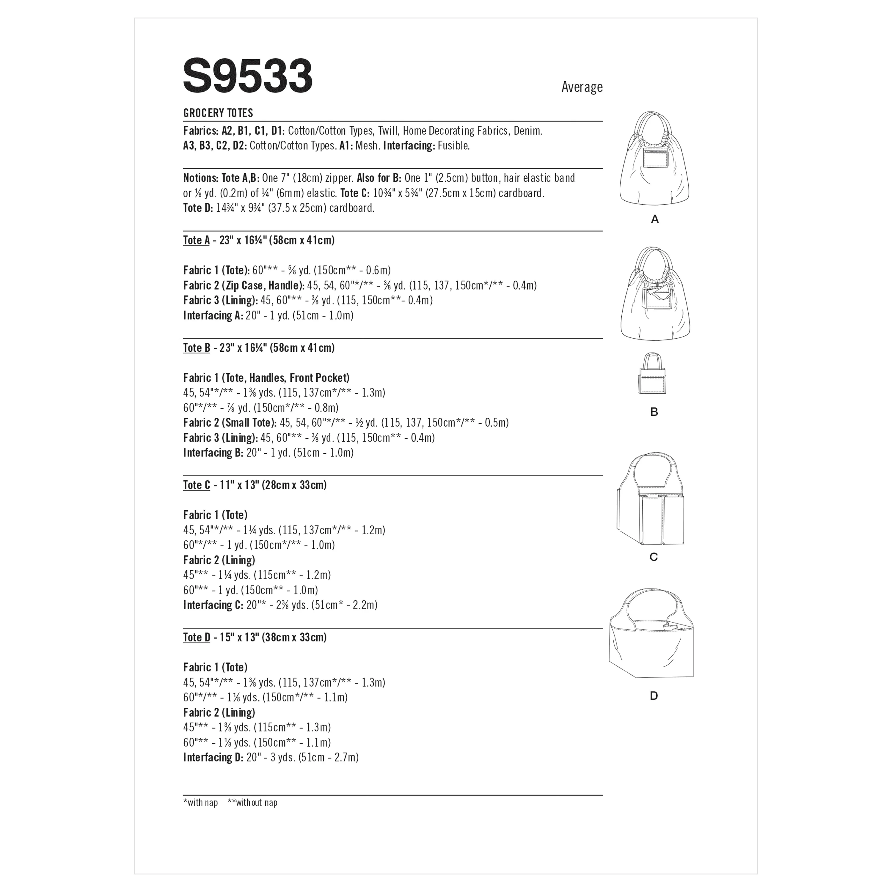 Simplicity Pattern 9533 Grocery Totes