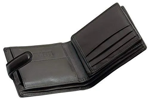 STARHIDE Gents RFID Blocking Smooth Genuine VT Leather Wallet With Coin Pocket and Id Window 1212 (Black)