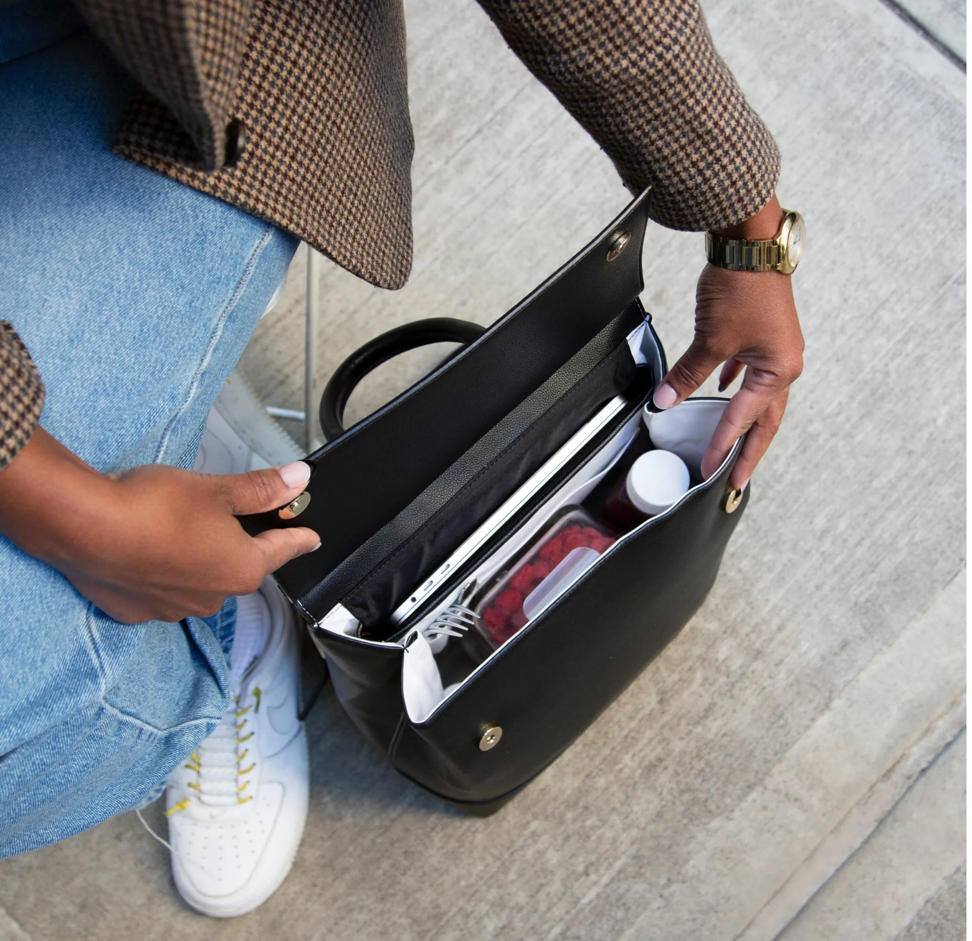 The Backpack - Black | Designer Lunch Bags & Totes