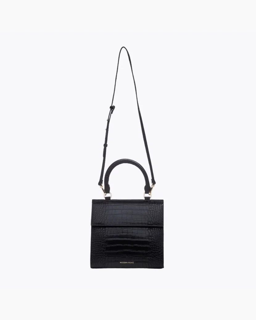 The Luncher - Black Croc | Designer Lunch Bags & Totes