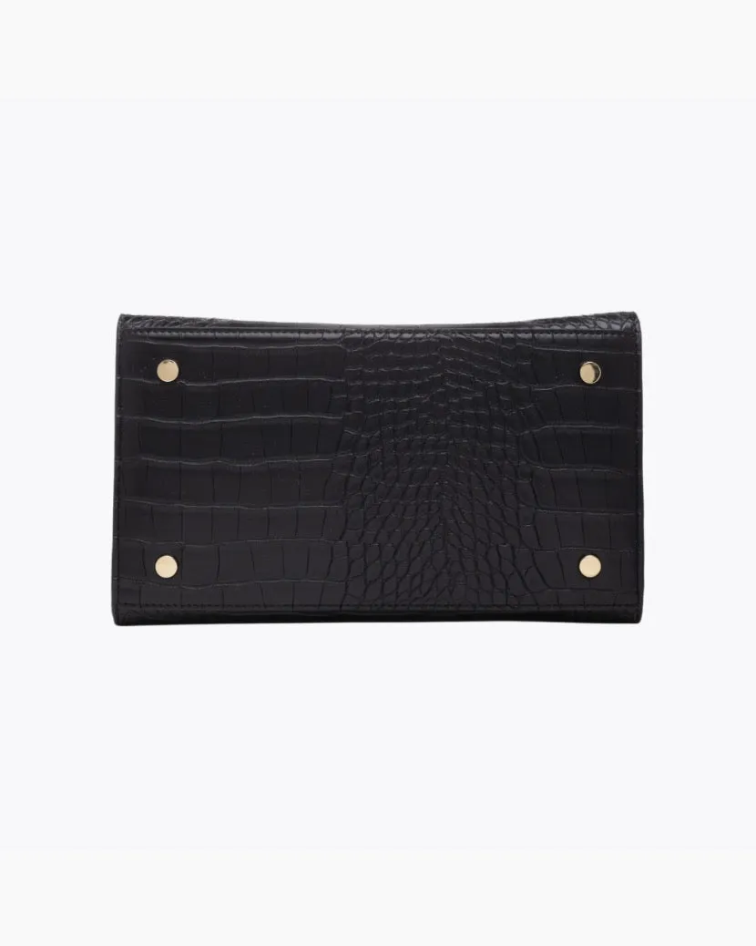 The Luncher - Black Croc | Designer Lunch Bags & Totes