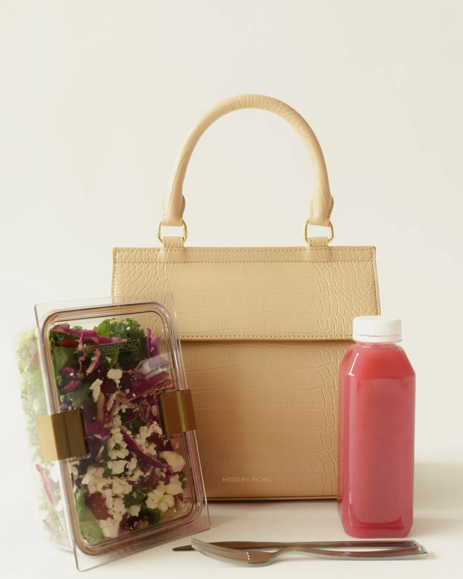 The Luncher - Cream Croc | Designer Lunch Bags & Totes